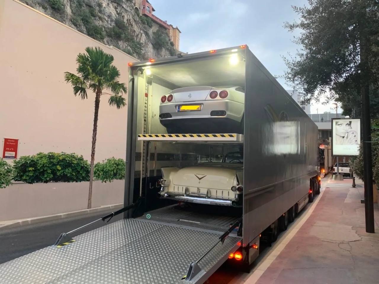 A loaded enclosed transport